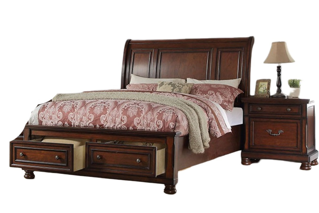 Traditional 3pc Bedroom Set California King Size Bed with Nightstands