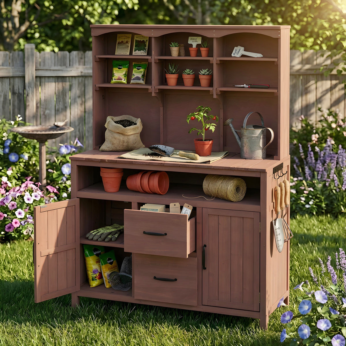 TOPMAX Large Fir Wood Potting Bench