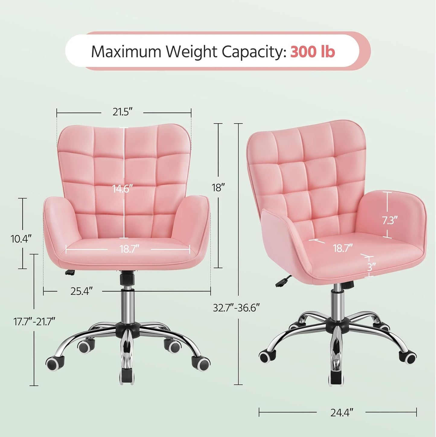 Pink Ergonomic Office Chair With Adjustable Height