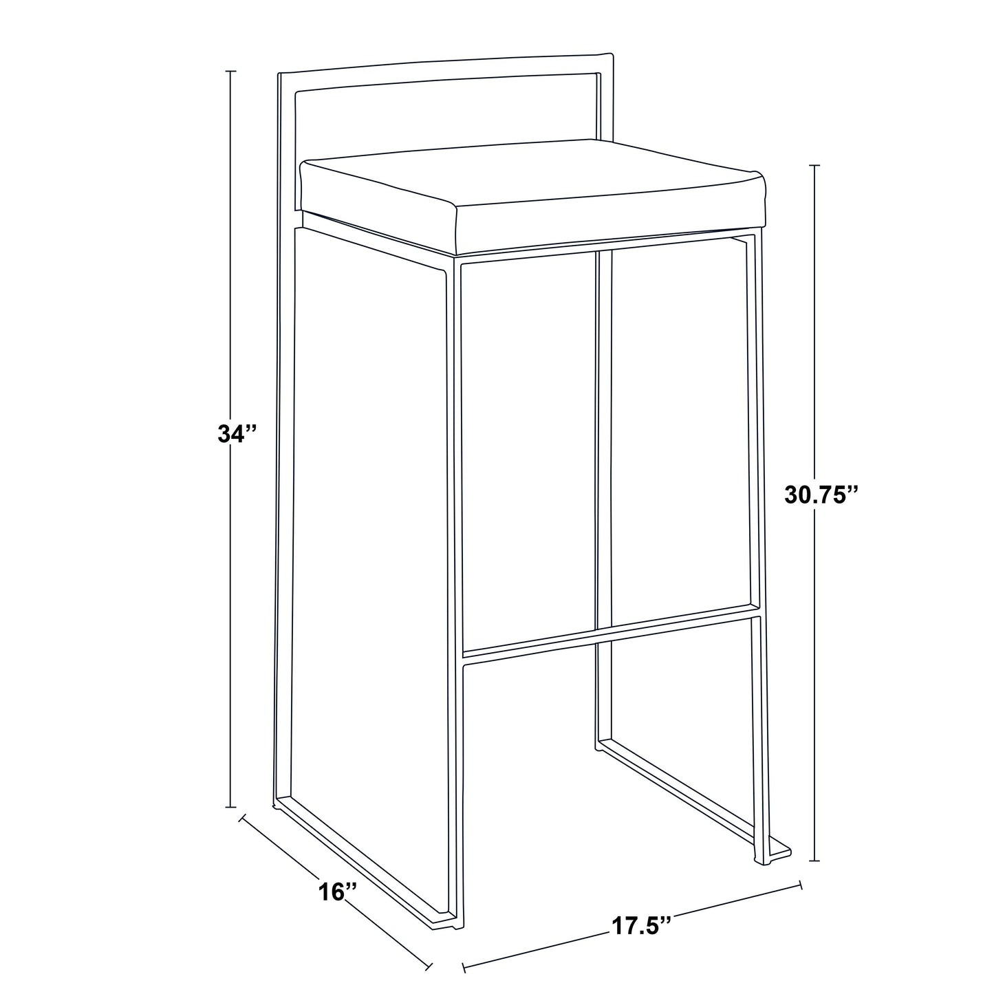 30" Contemporary Stackable Barstool Set
