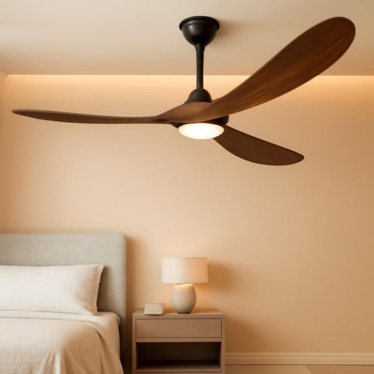 60 Inch Walnut Ceiling Fan With Dimmable LED Lighting