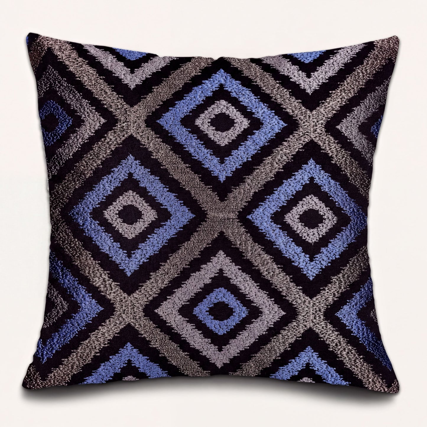 Blue Gray Pillow Covers - 20 x 20 Inch Throw Pillow Covers | Embroidered Linen Cushion