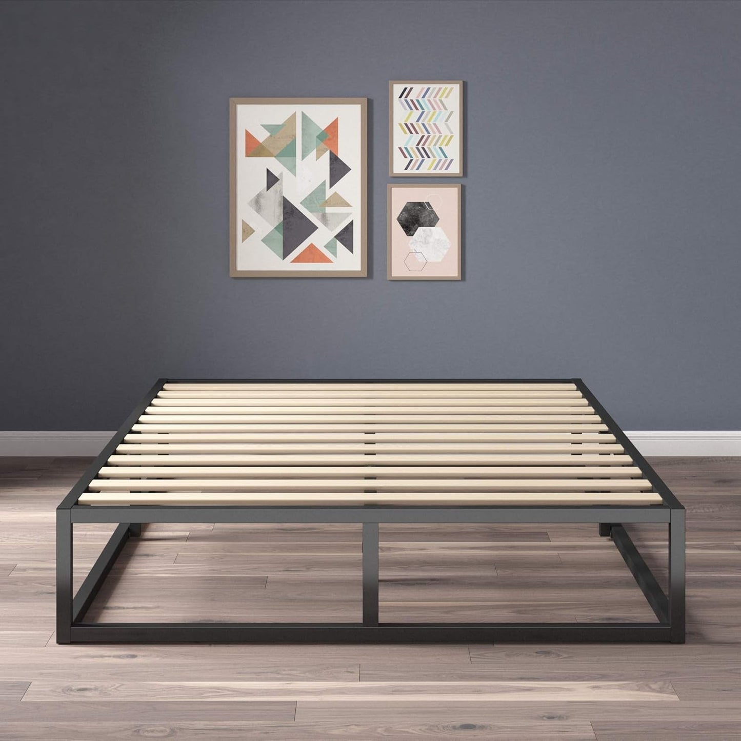 Full Size Platform Bed Frame No Box Spring Slats Included