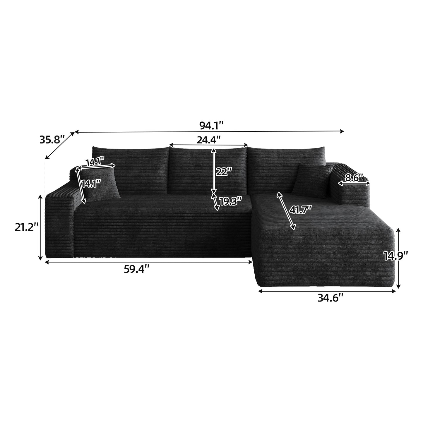 95" Cloud Sectional Sofa