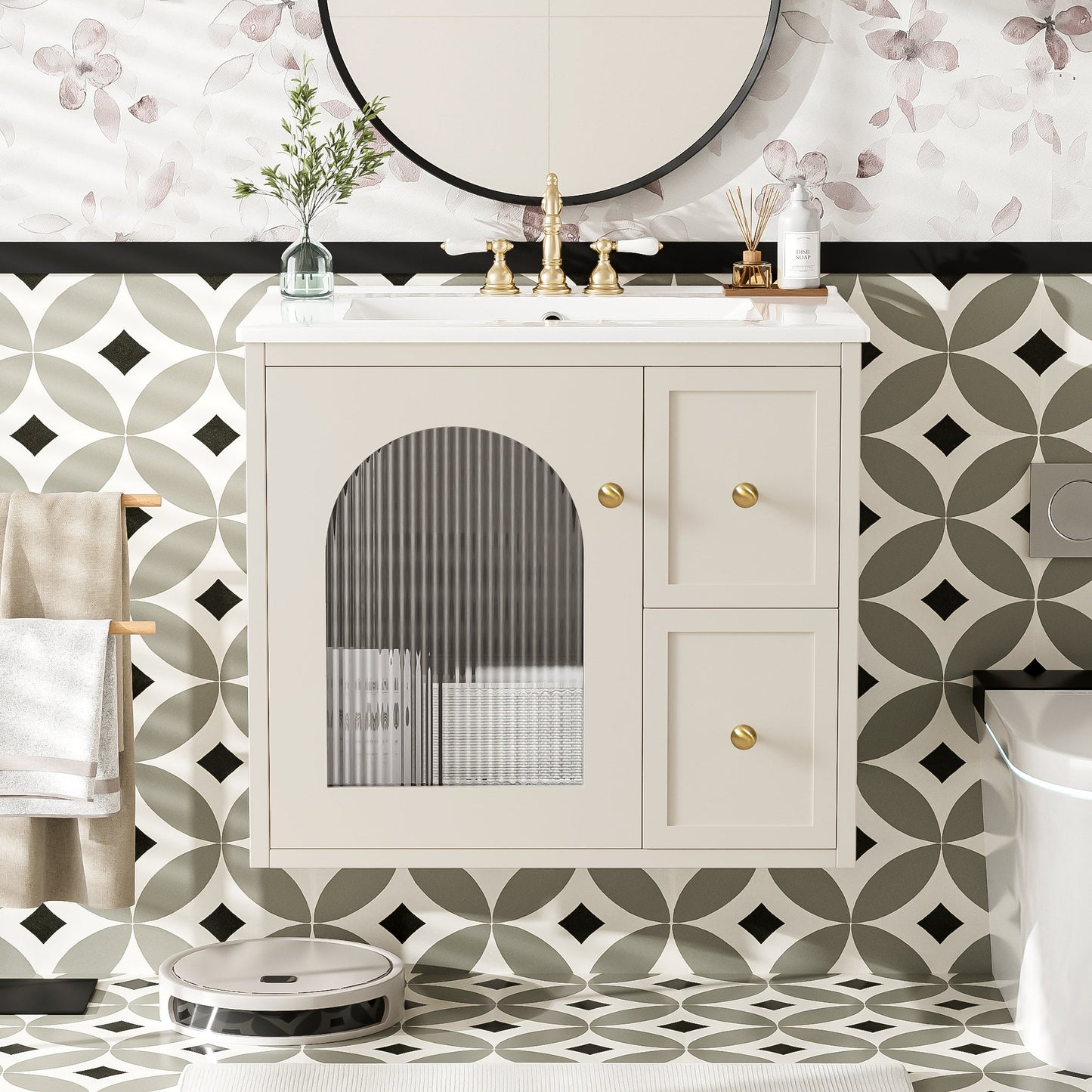 24" Bathroom Vanity Set Wall Mounted for Small Spaces