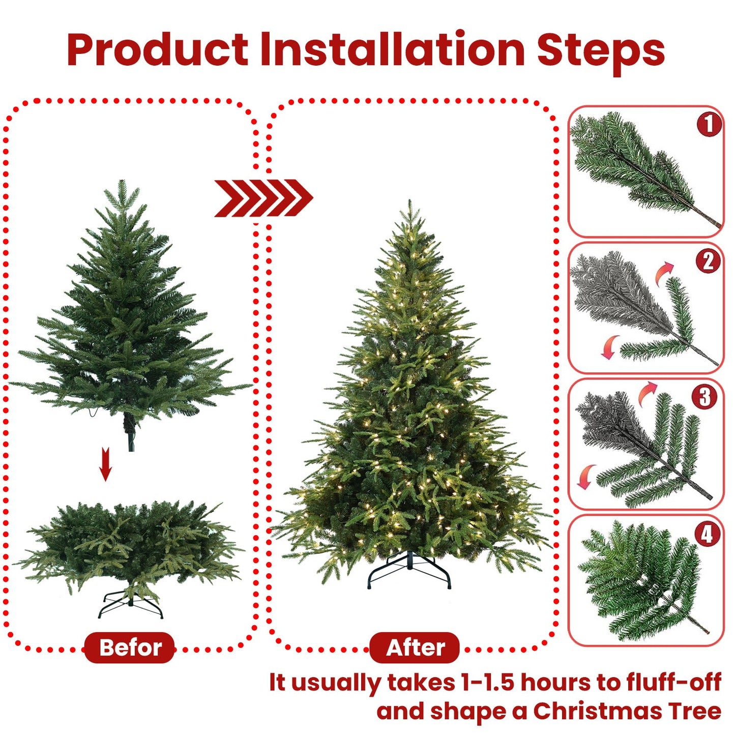 6.5ft Pre-Lit Artificial Christmas Tree