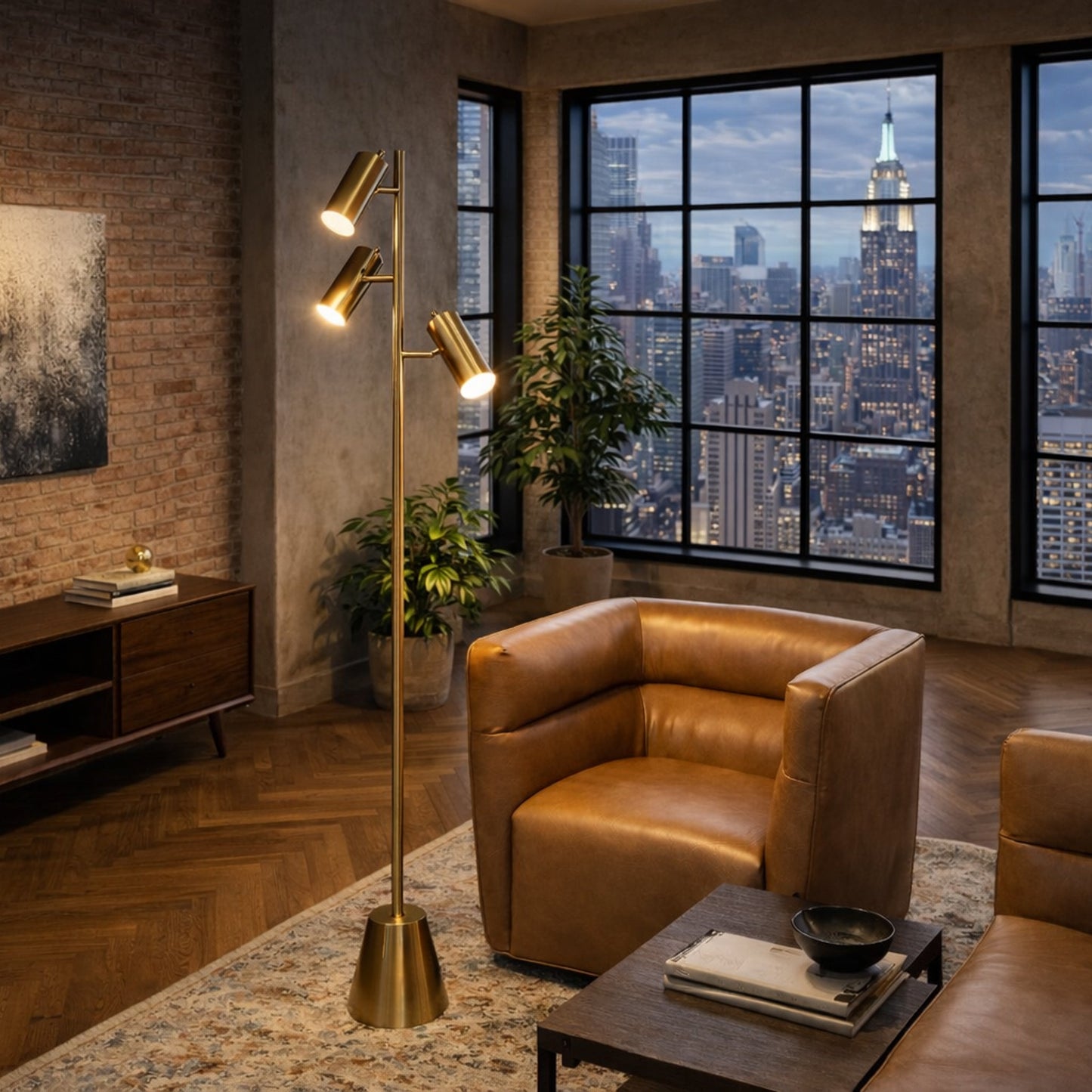 Lumina Brassed Gold Floor Lamp