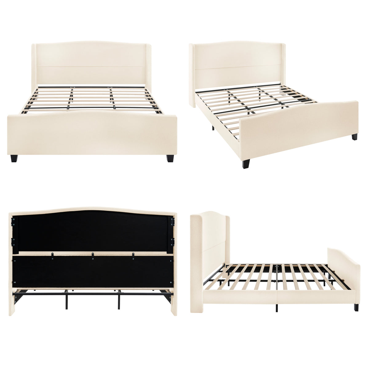 King Size Bed Frame with Upholstered Headboard