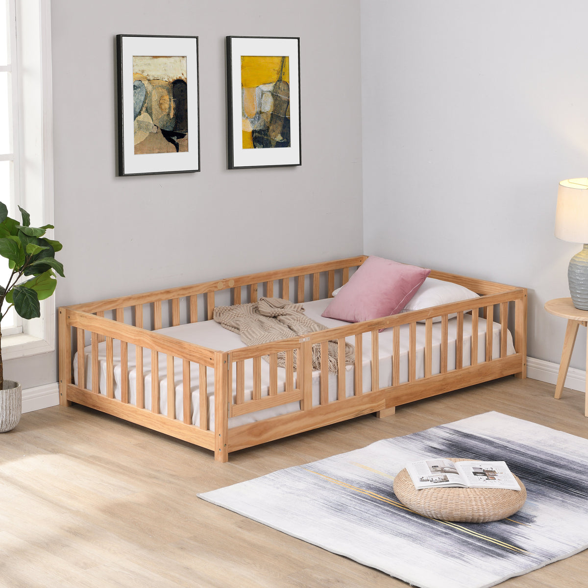 Full Size Floor Bed with Door