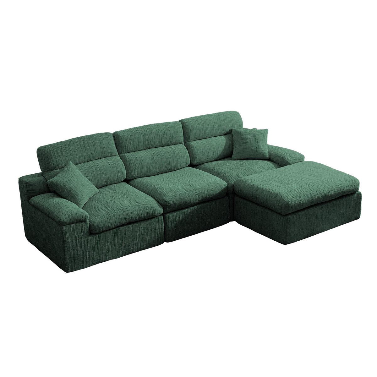 Corner Chaise Sofa with High Backrest - Green
