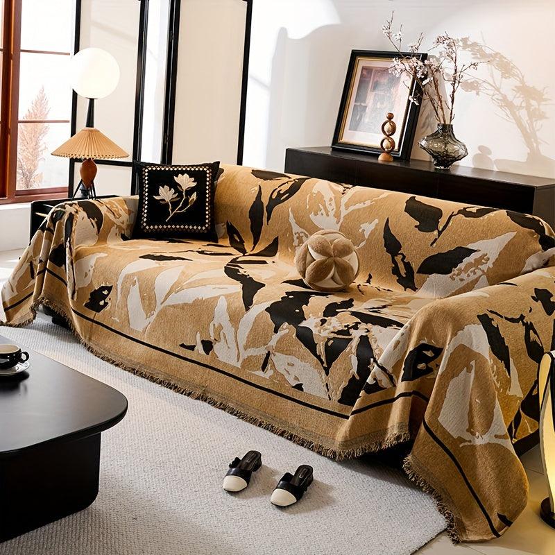 Premium Chenille Fabric Dark Green Couch Cover - All-Season Protector