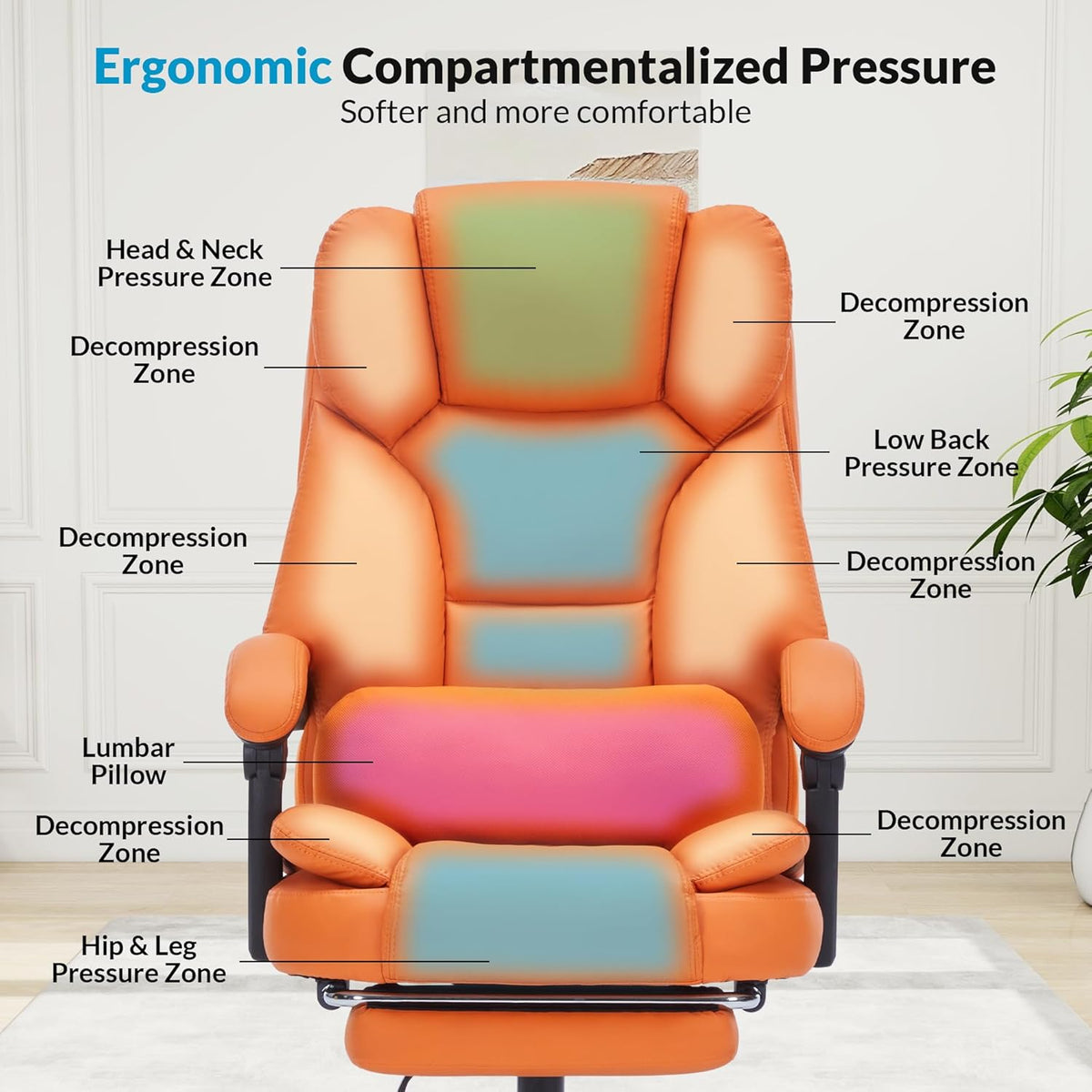 Office Chair with Foot Rest and Lumbar Support