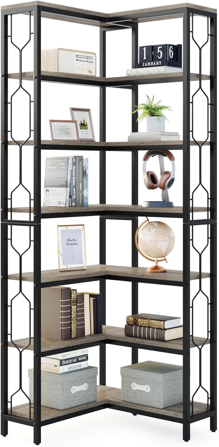 78.74" Tall 7-Tier Industrial Bookshelf