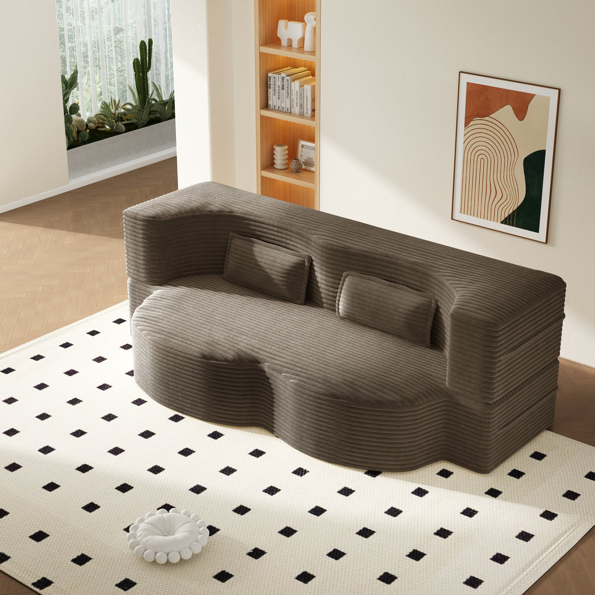 Modern Floor Sofa with Pillows