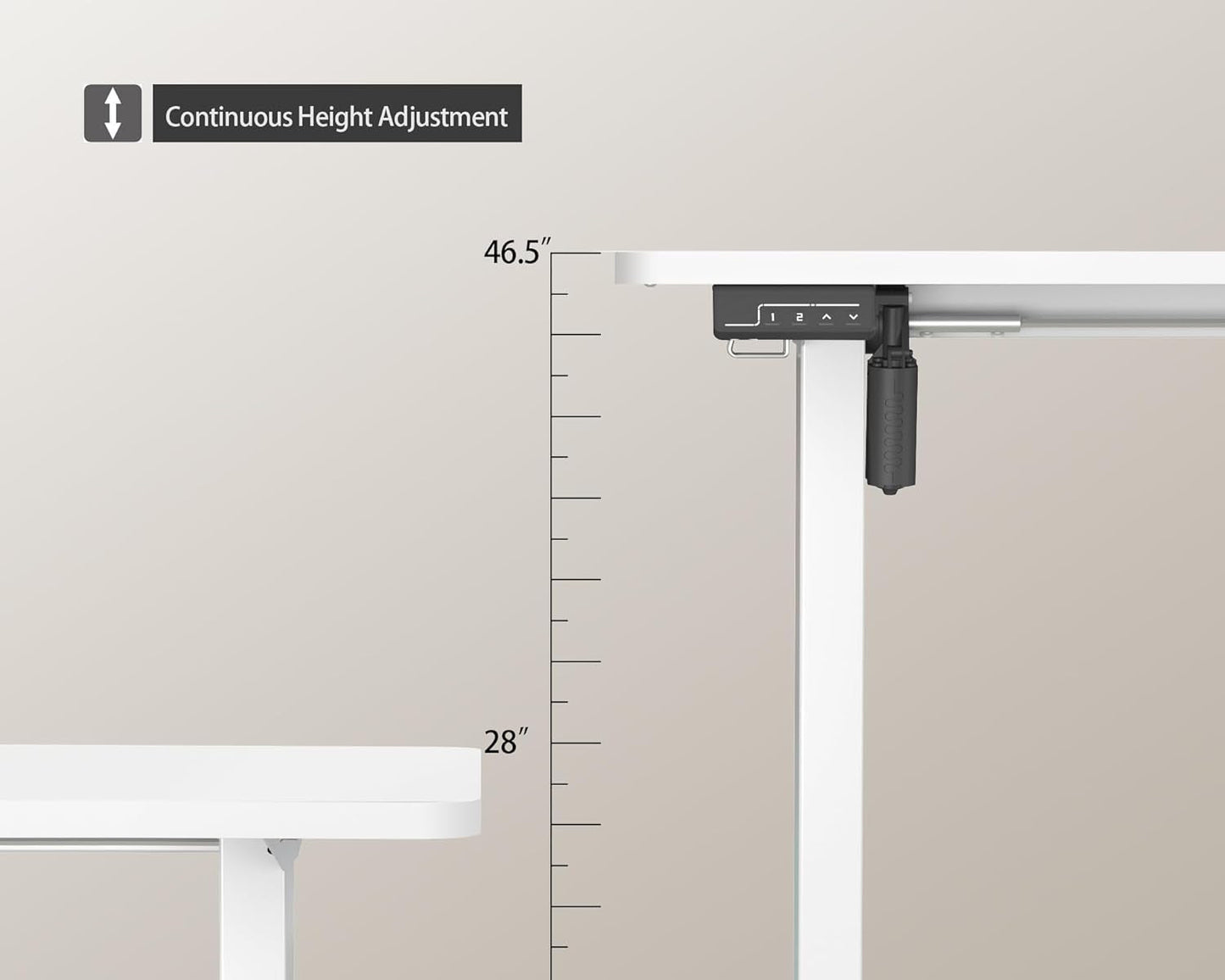 Electric Adjustable Height Standing Desk 40x24 Inches White With Memory Preset