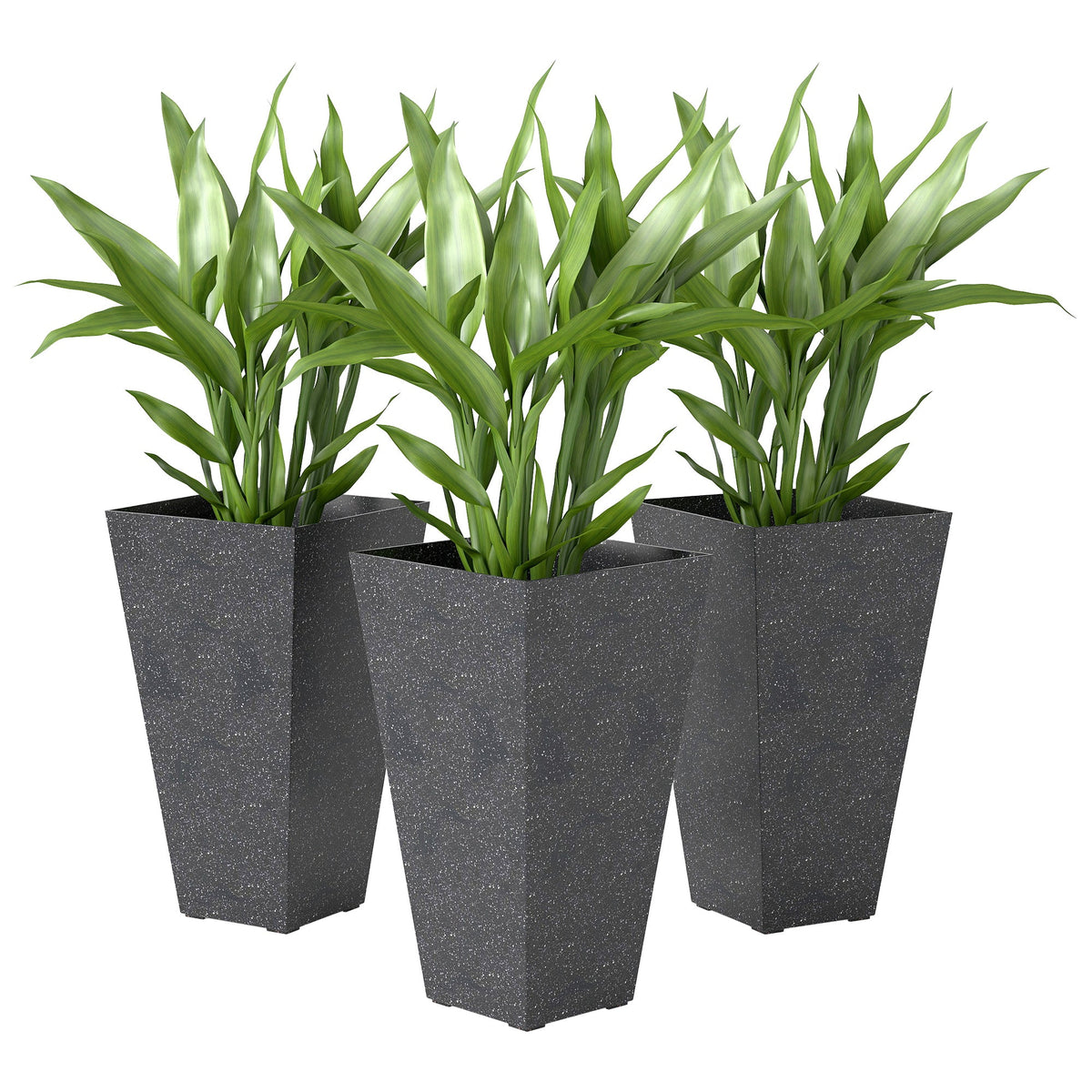 Outsunny 28" Tall Planters - Set of 3 Plastic Flower Pots
