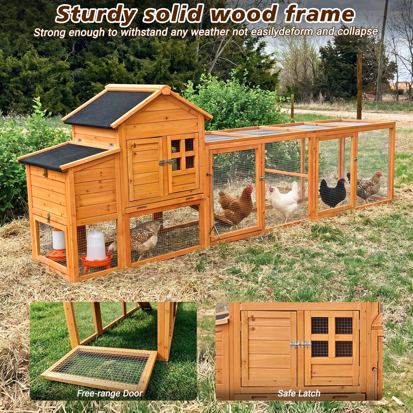 Large Chicken Coop with Run and Nest Box