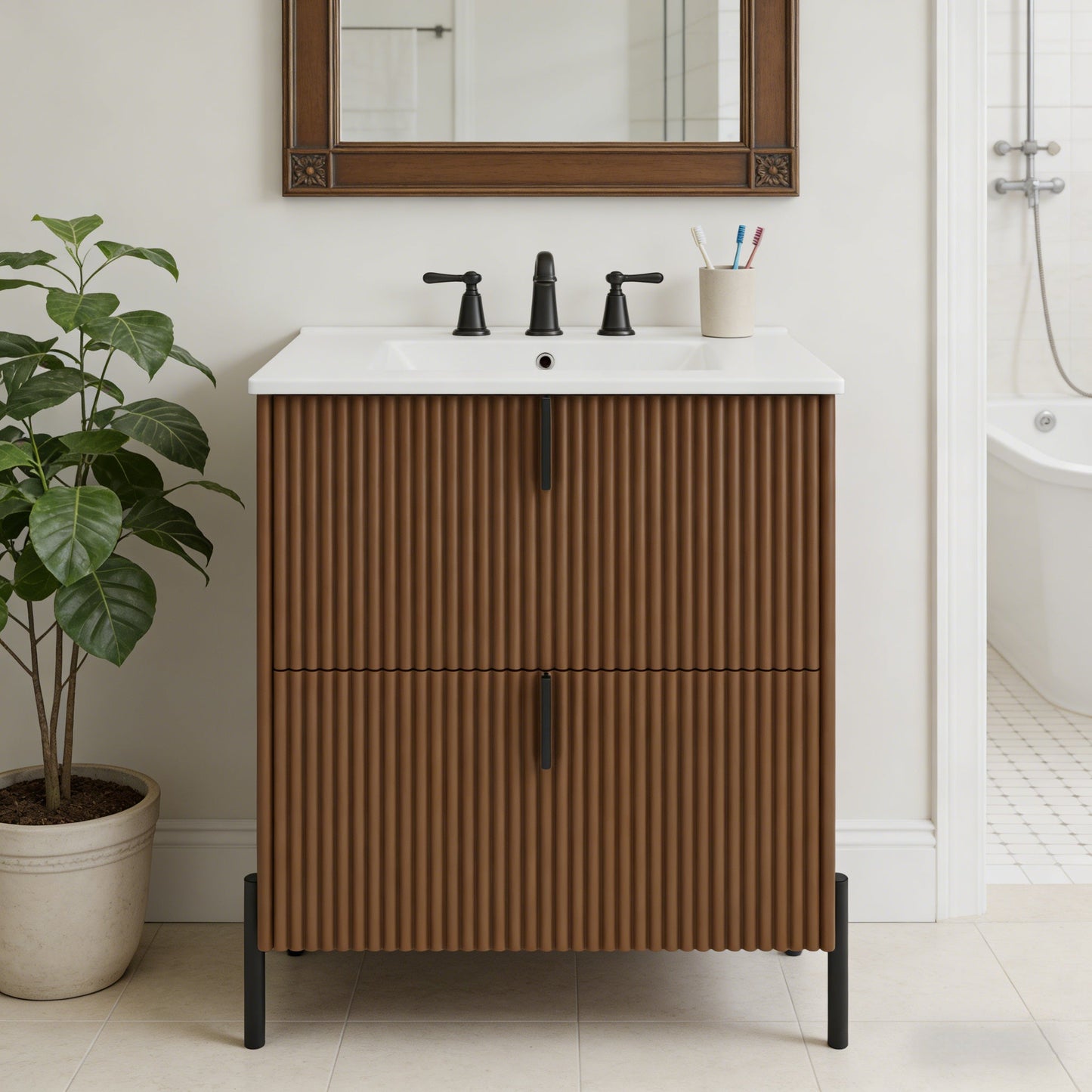 30" Bathroom Vanity with Ceramic Sink