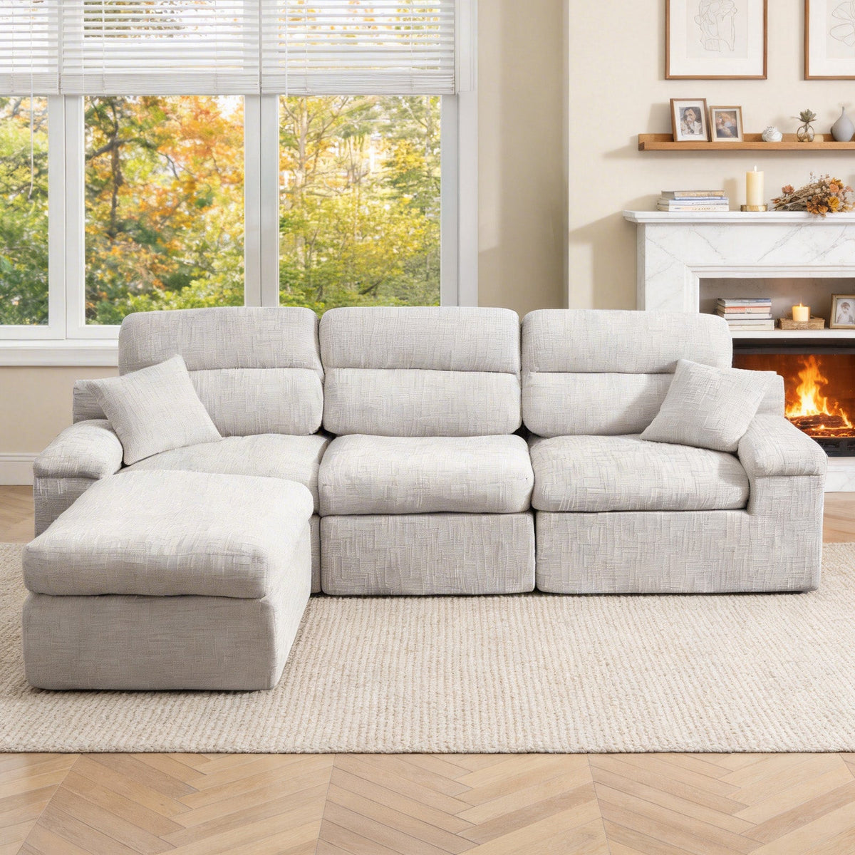 Corner Chaise Sofa with High Backrest