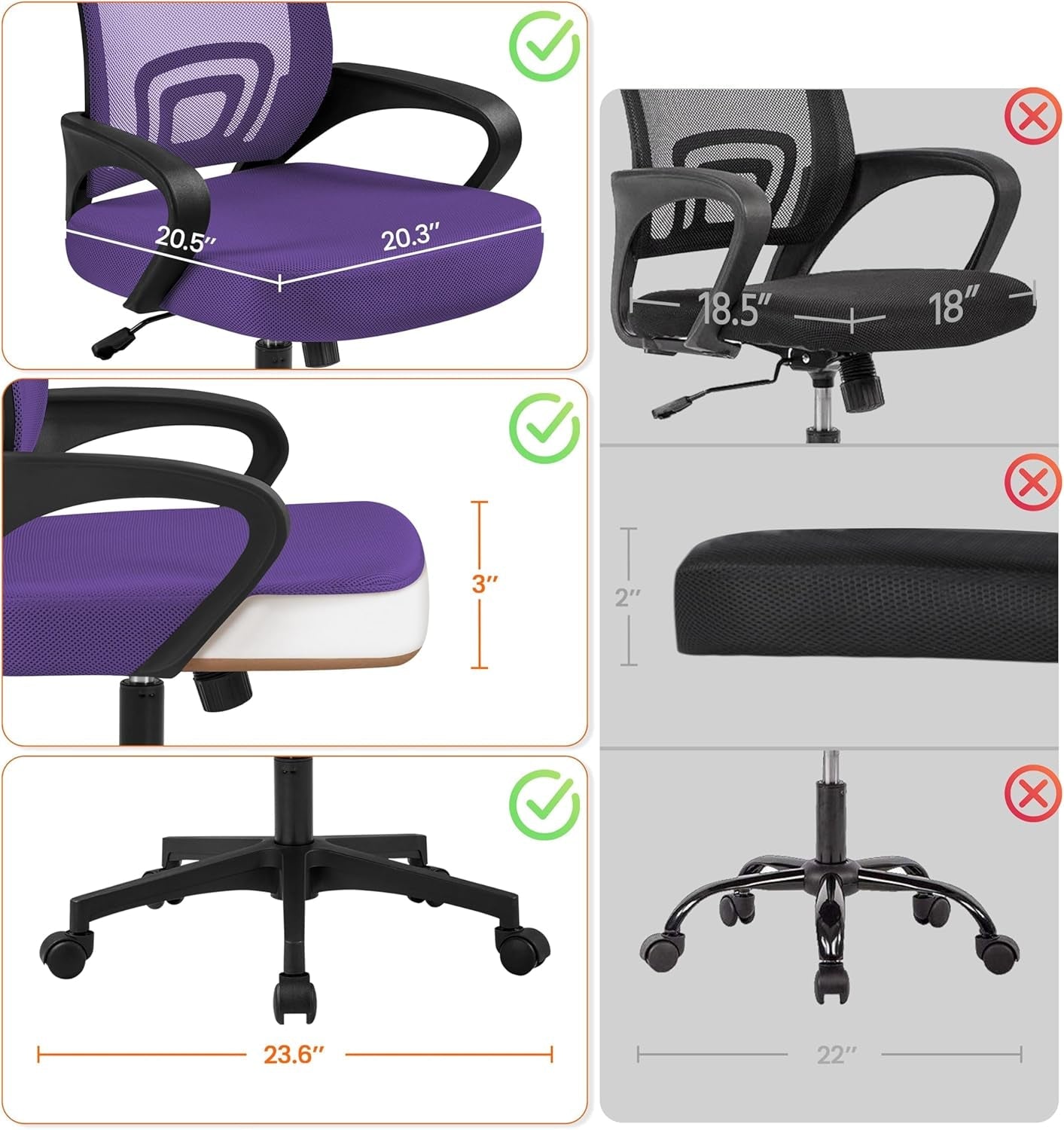 Ergonomic Purple Mesh Office Chair With Lumbar Support