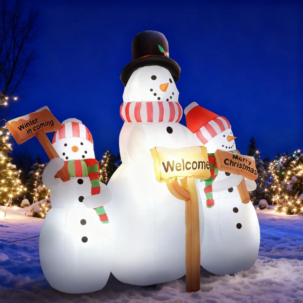 6.1' Inflatable Outdoor Christmas Display with Three Snowmen