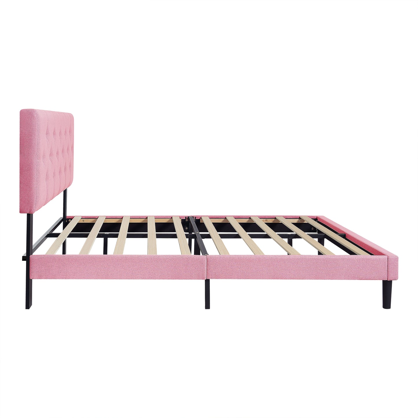 Queen Size Upholstered Platform Bed Frame with Modern Button Tufted