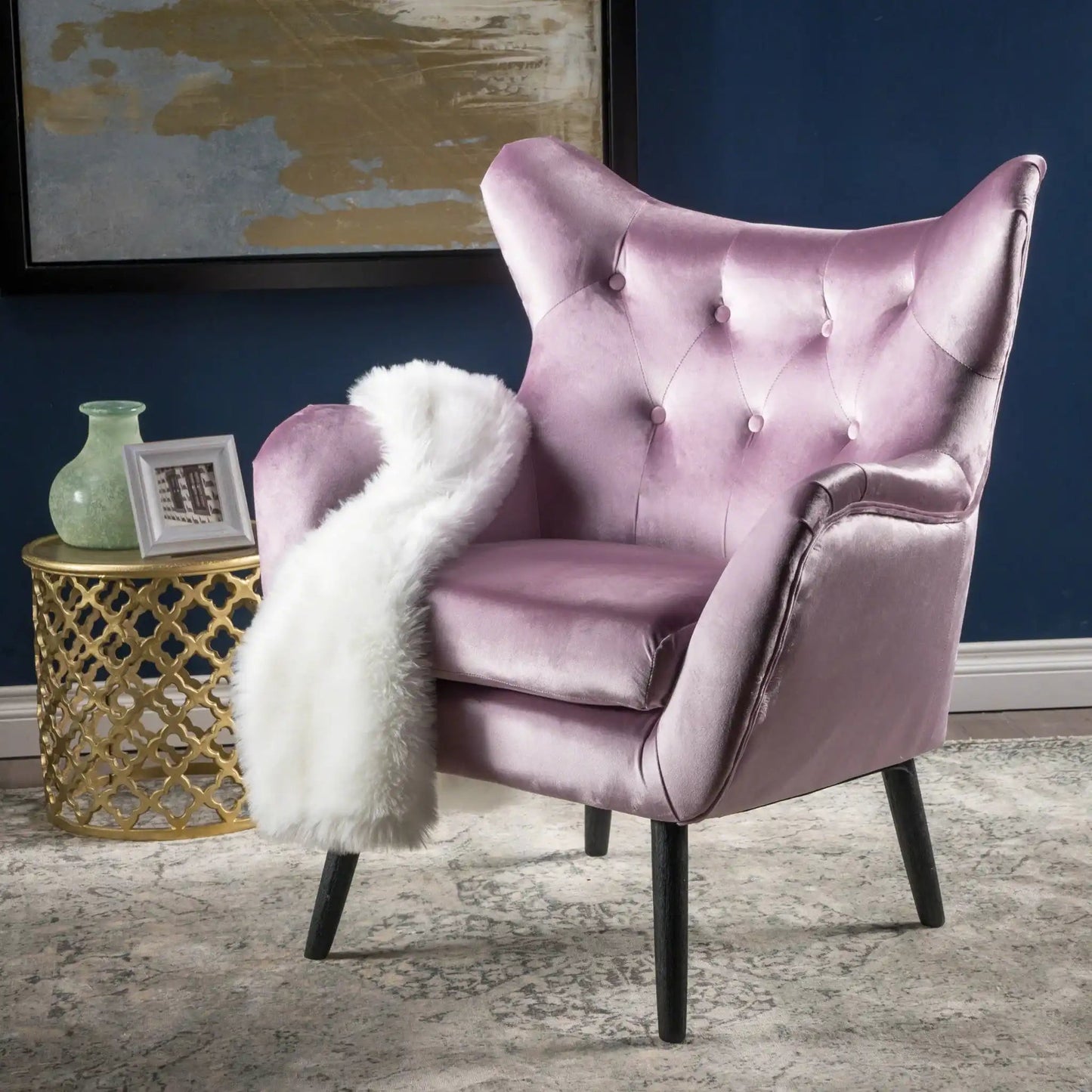 Alyssa - Mid Century Upholstered Arm Chair With Wingback Design