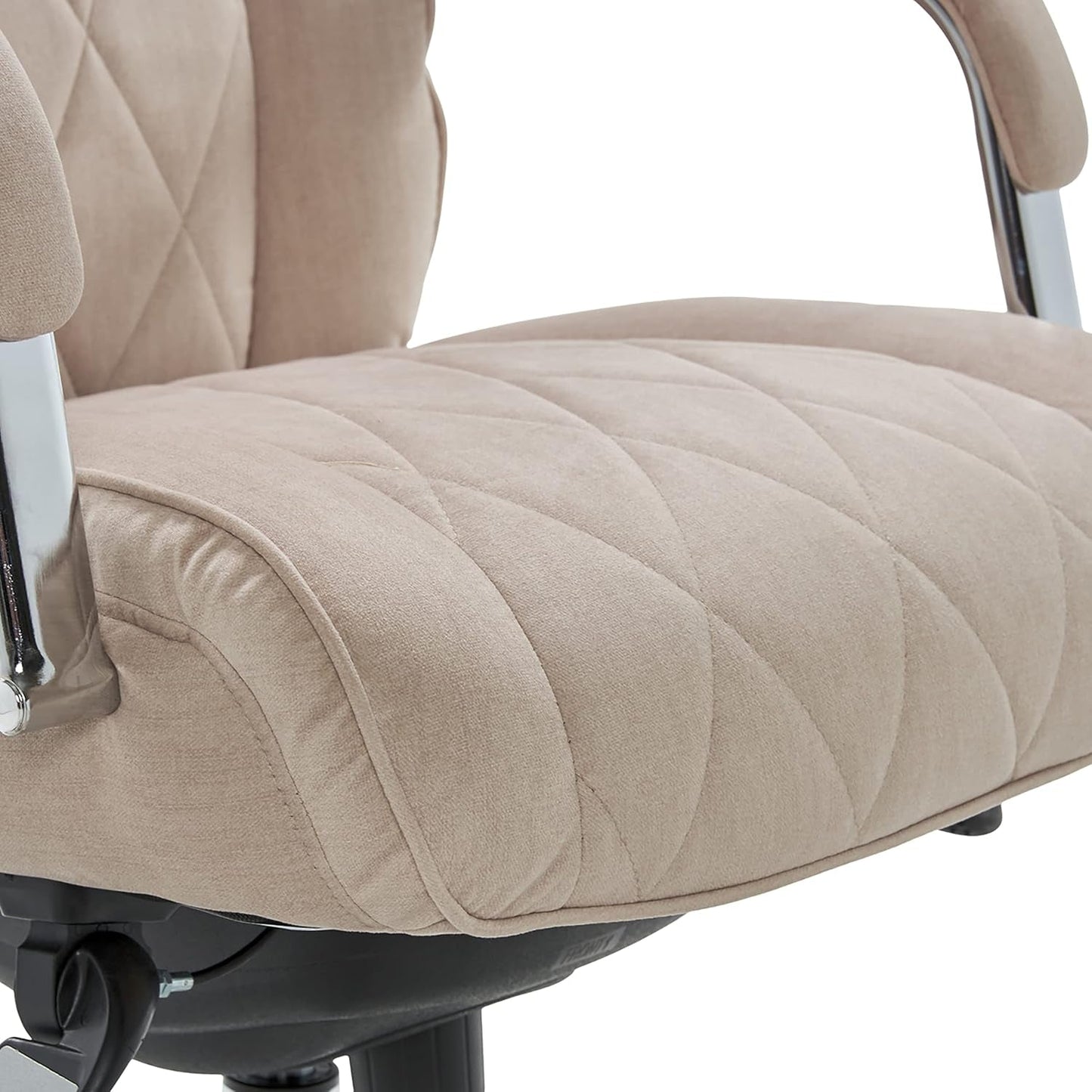 Quilted Leather Executive Office Chair With Lumbar Support Cream