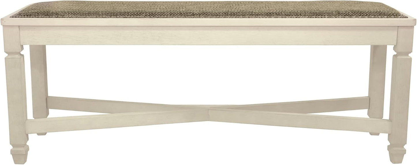 Bolanburg Upholstered Dining Bench Antique White Finish
