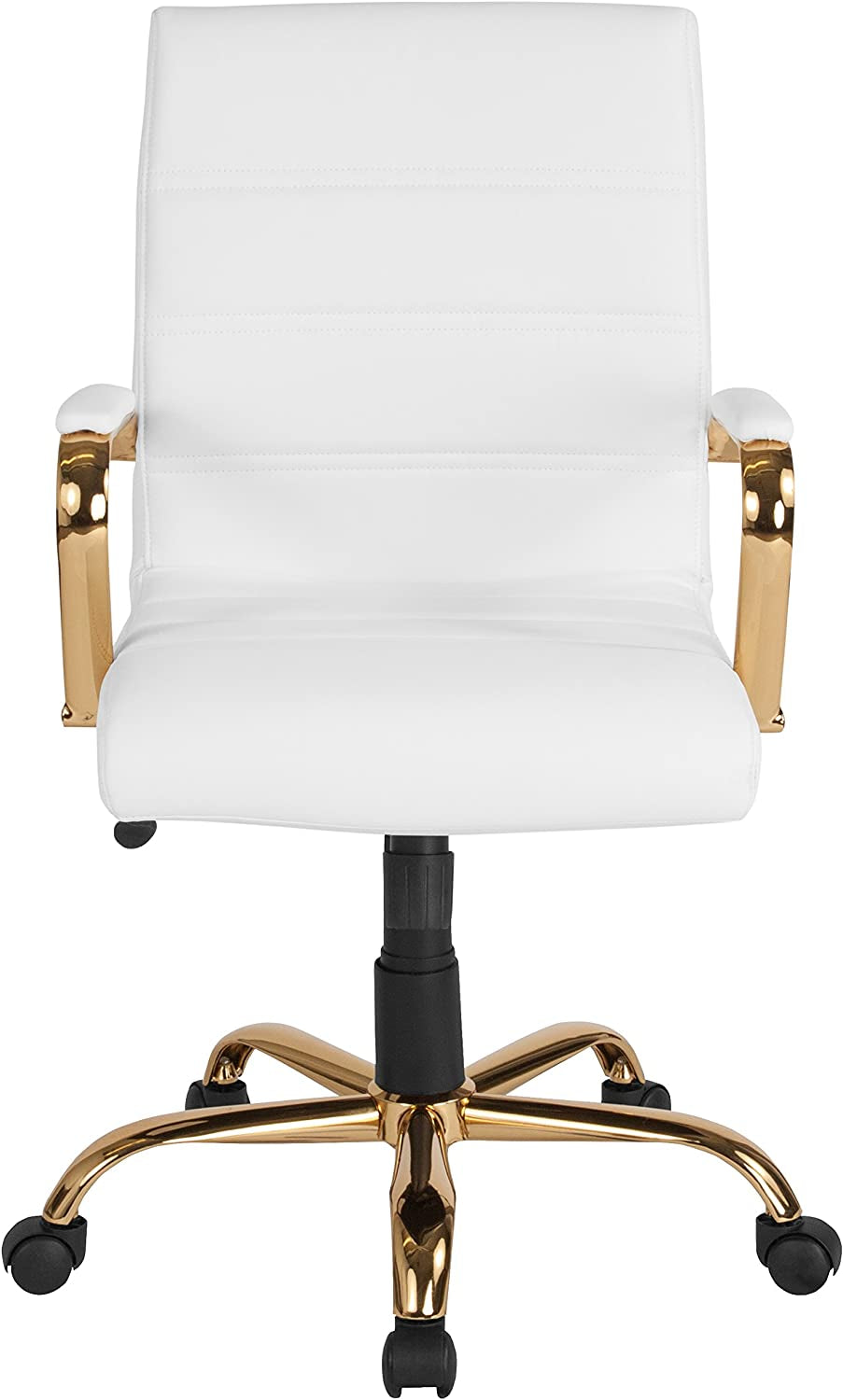 Whitney White LeatherSoft Office Chair Mid Back Swivel