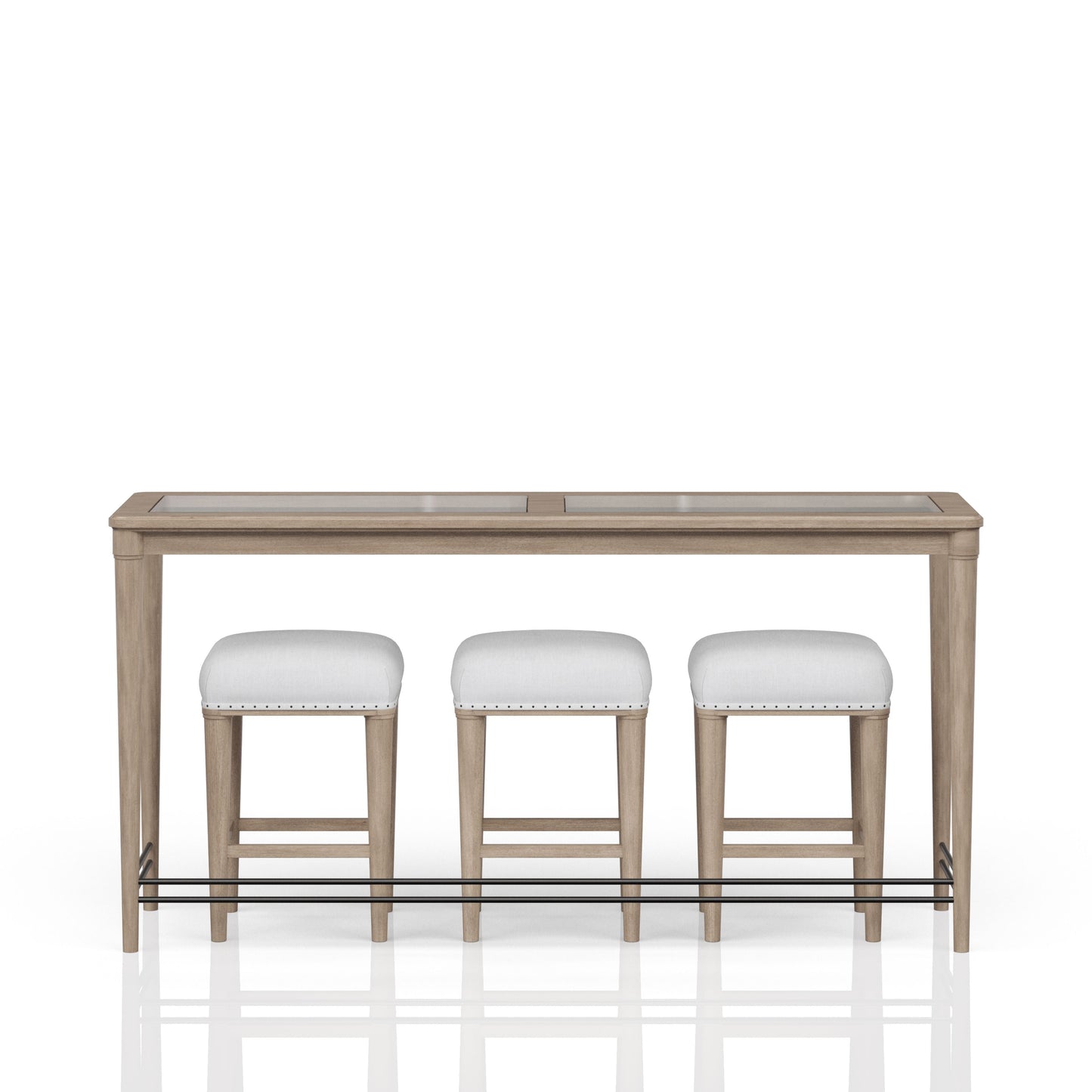 Frosted Glass Console Table With 3 Stools