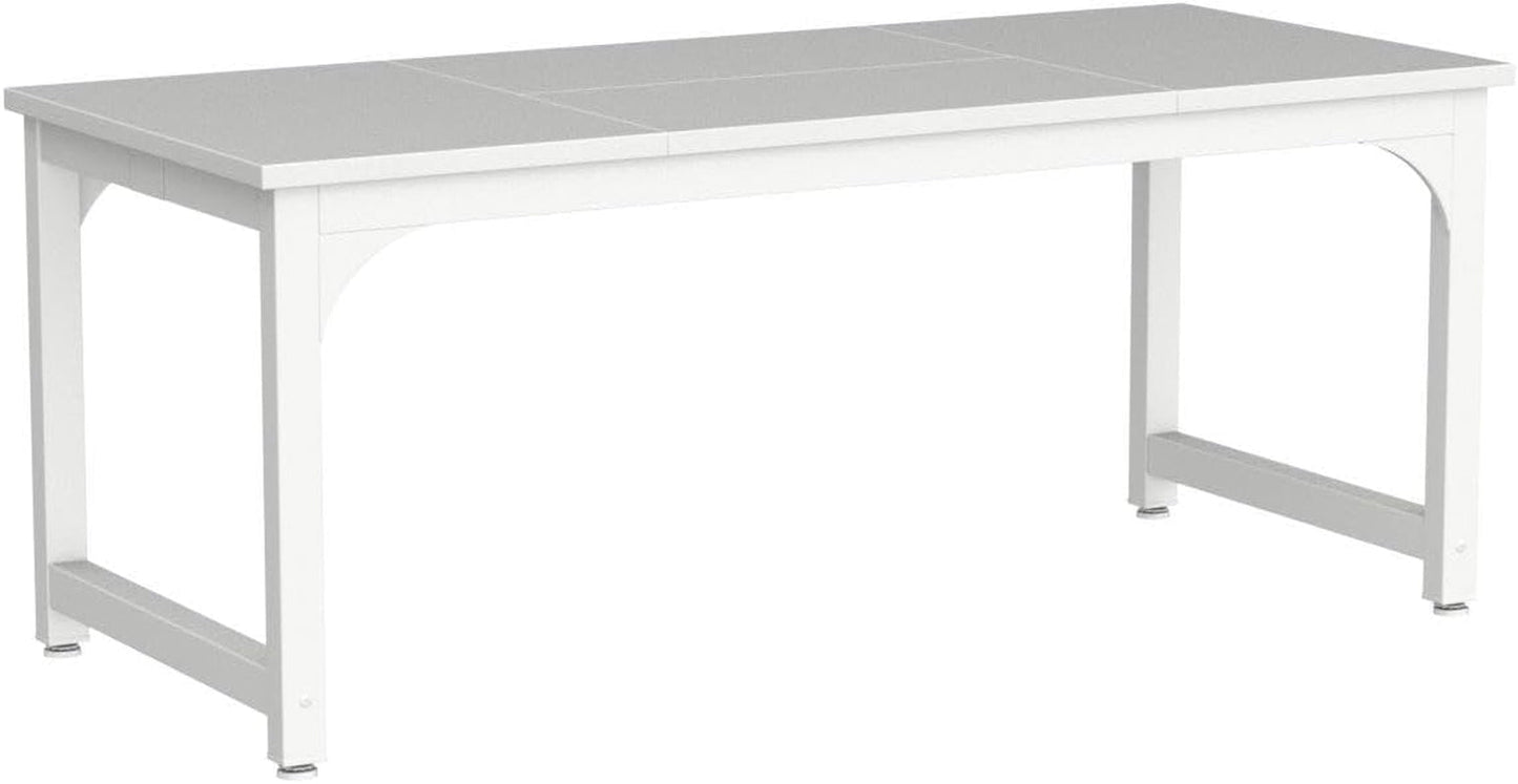 70 Inch White Executive Desk For Home Office Workspace