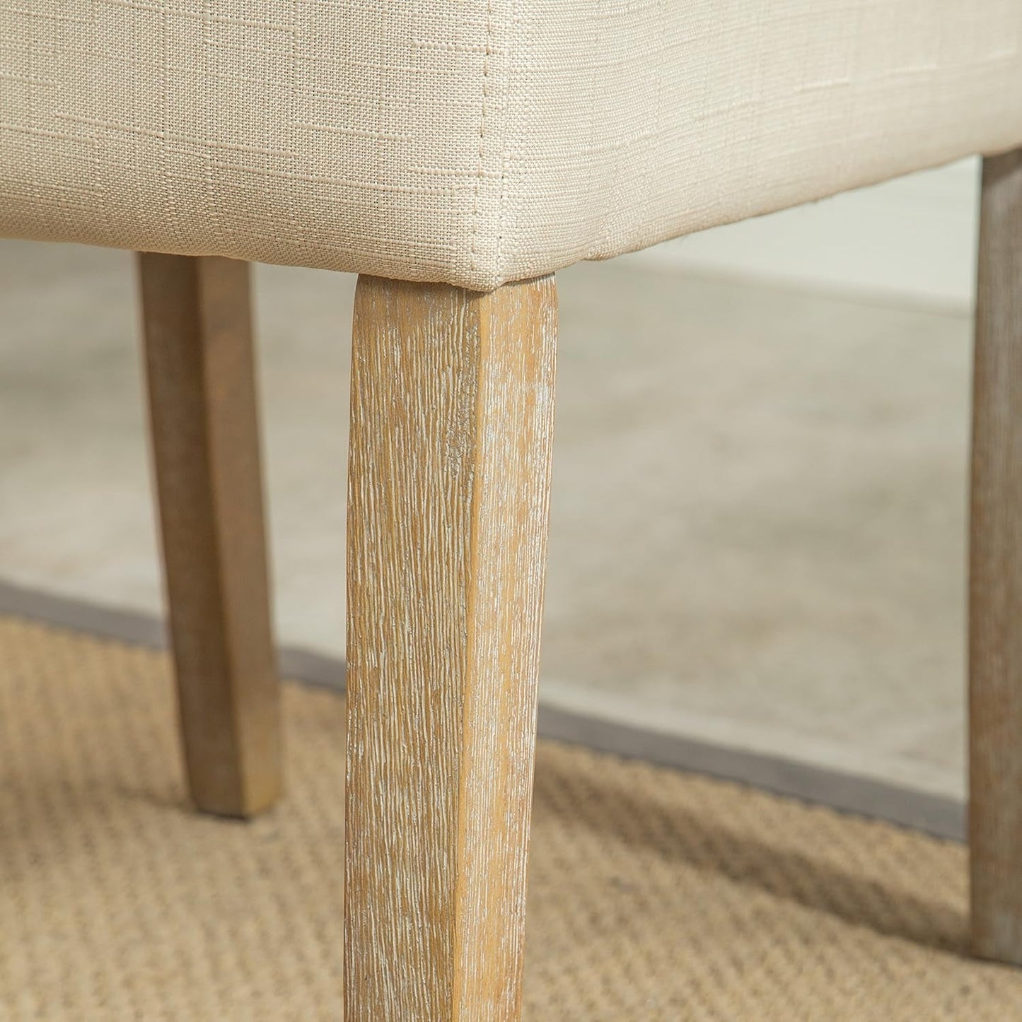 Tan Solid Wood Tufted Parsons Dining Chair Set Of 2