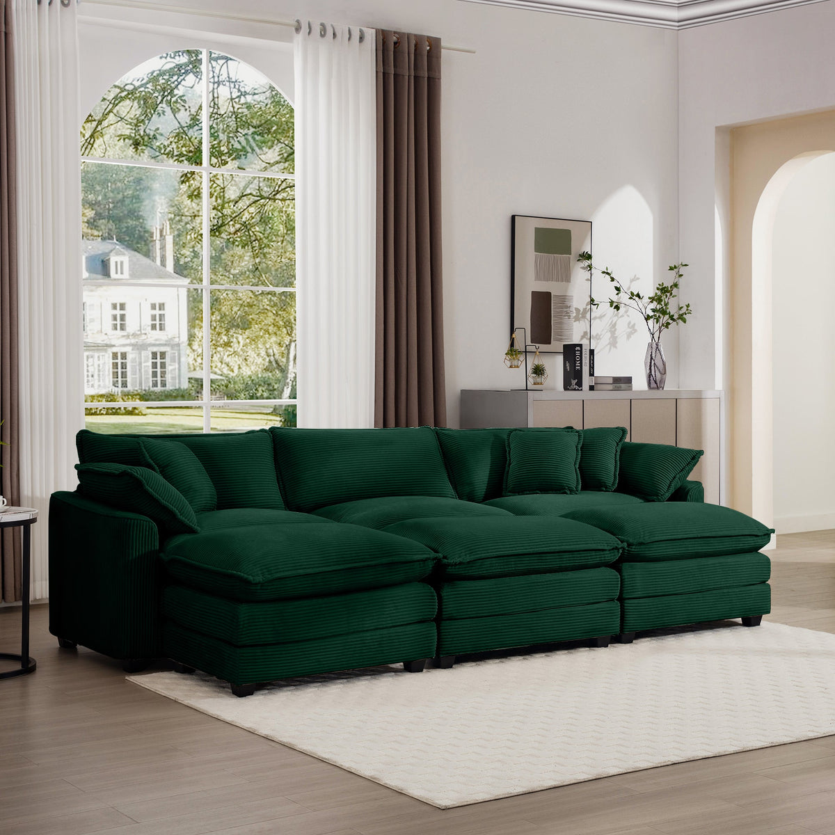 Oversized Modular Cushion Sofa with Portable Ottoman