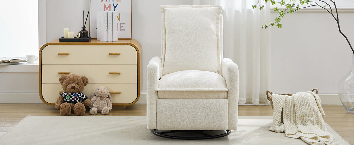 Swivel Rocker Recliner Chair, Teddy Fleece