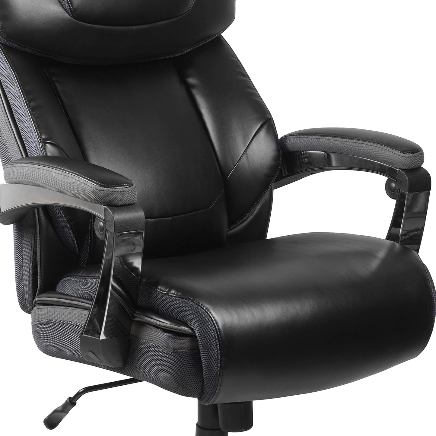 High-Back Headrest Ergonomic Office Chair Black LeatherSoft