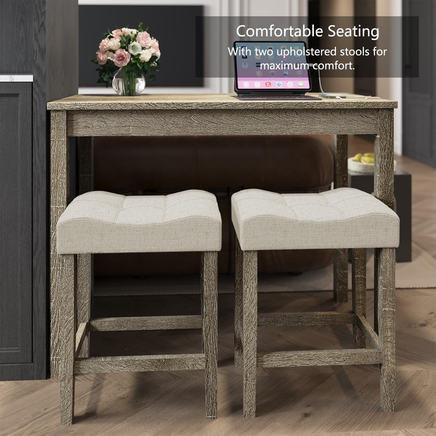 Sophisticated Walnut Finish Counter Height Bar Table