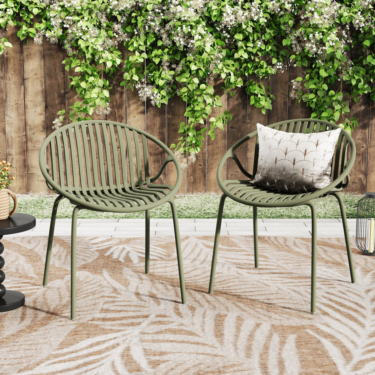 Patio Dining Chairs with Breathable Design (Set of 2)