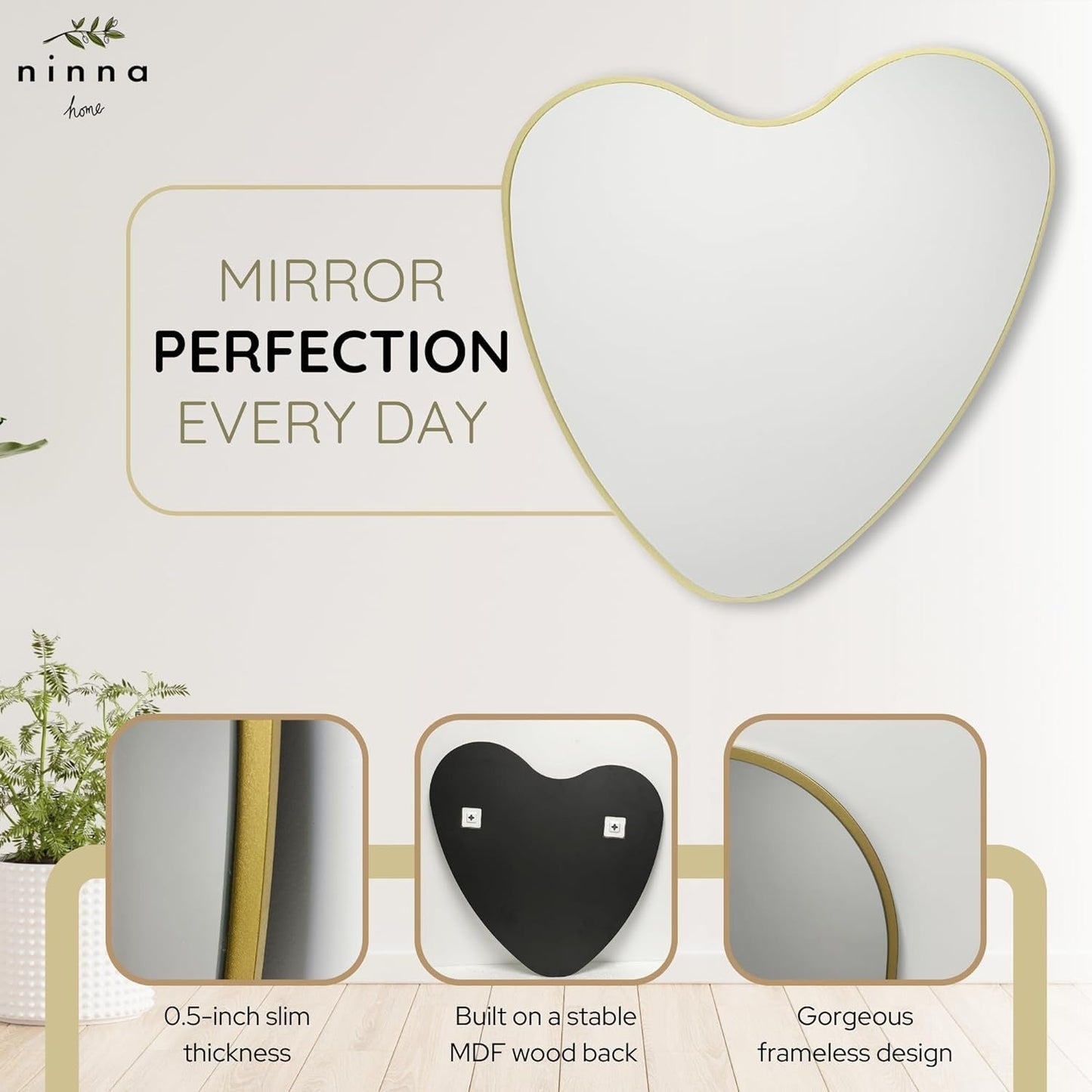 26 Inch Irregular Heart Wall Mirror For Home Decor