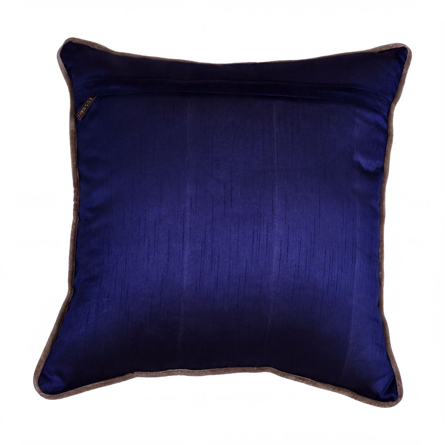 Navy Blue Throw Pillow - Embroidered Linen Cushion Covers Set 18 x 18 Inches