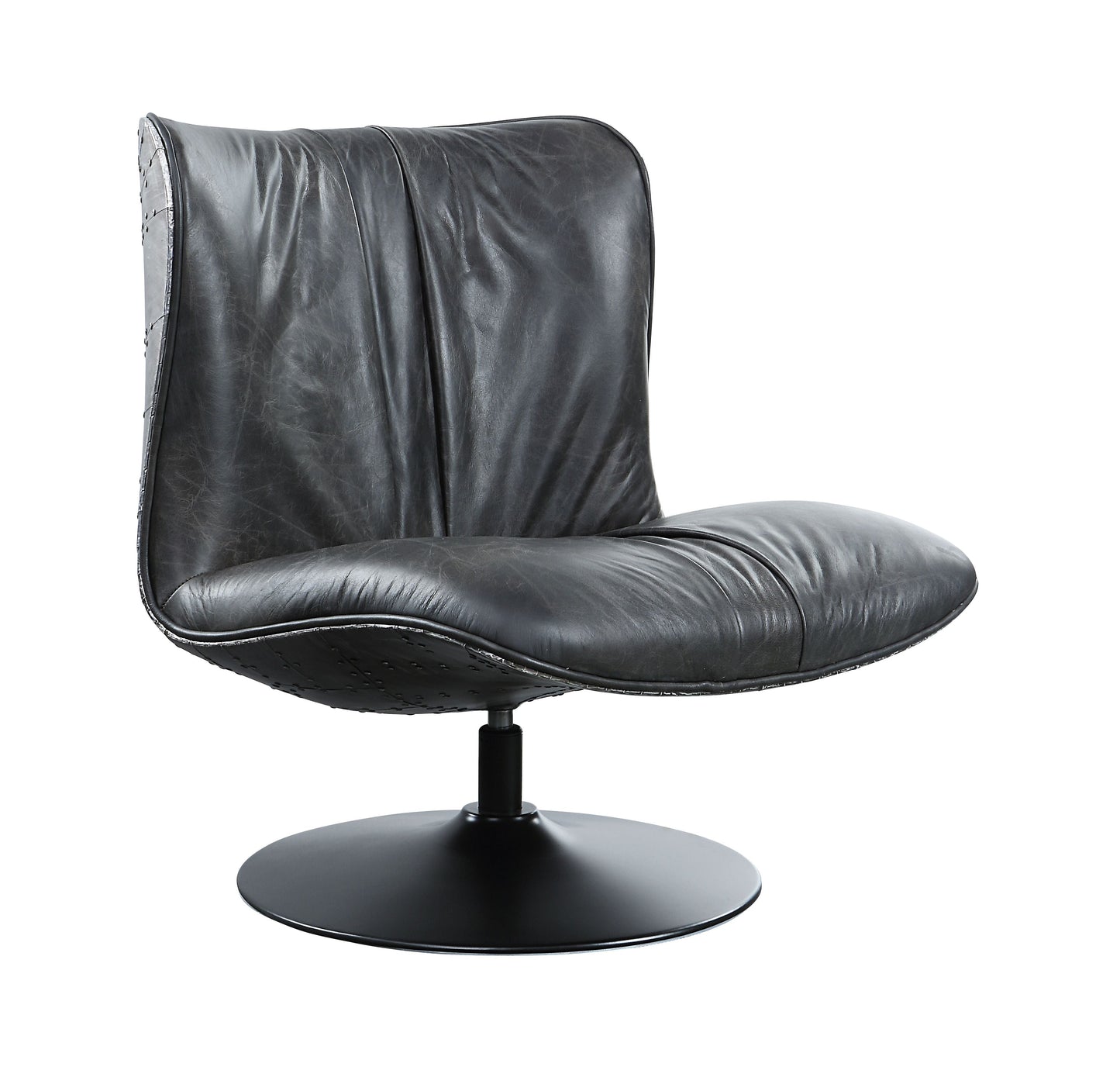 Piotr Black Leather Accent Chair