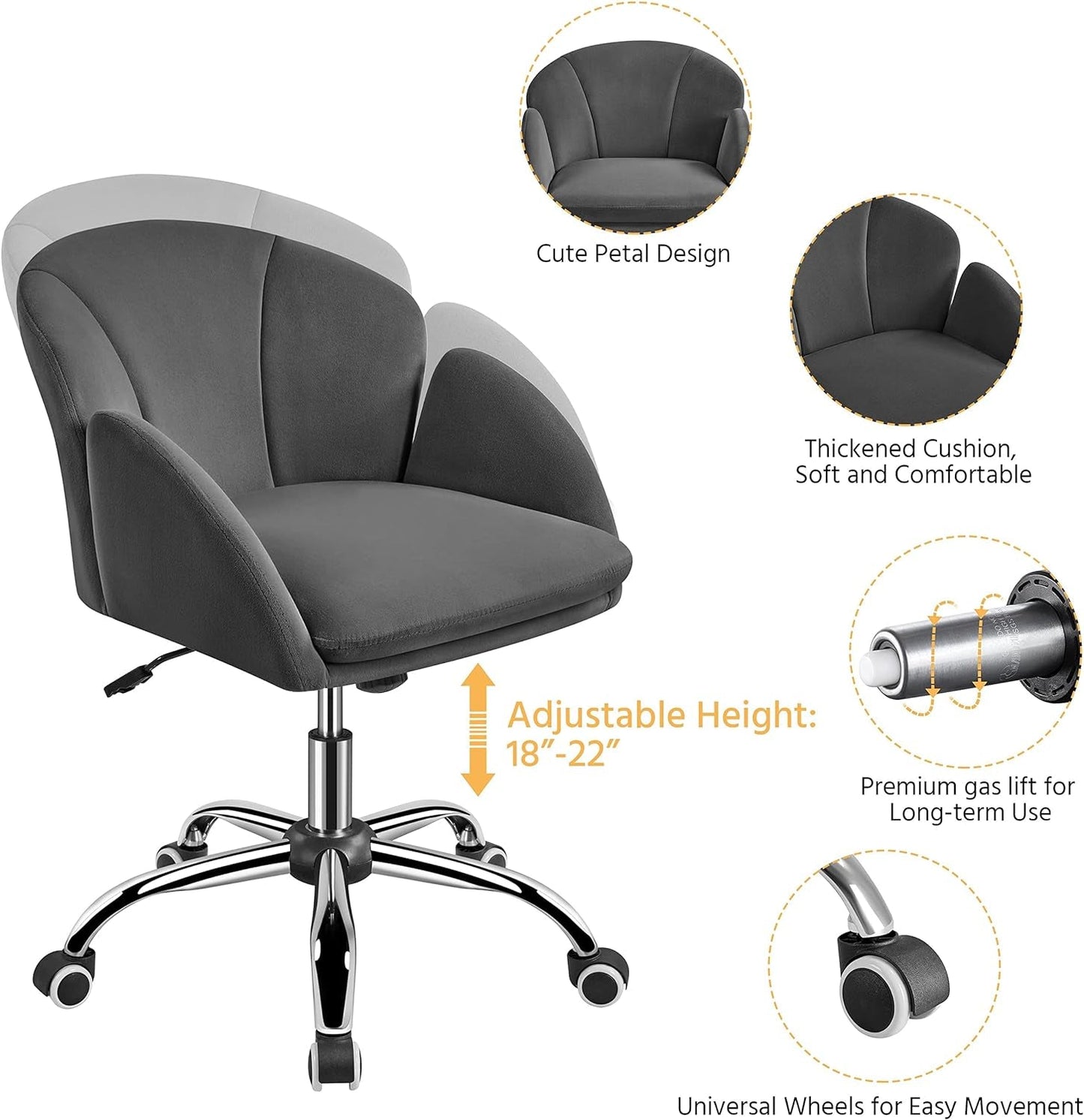 Dark Gray Desk Chair With Armrests For Home Office