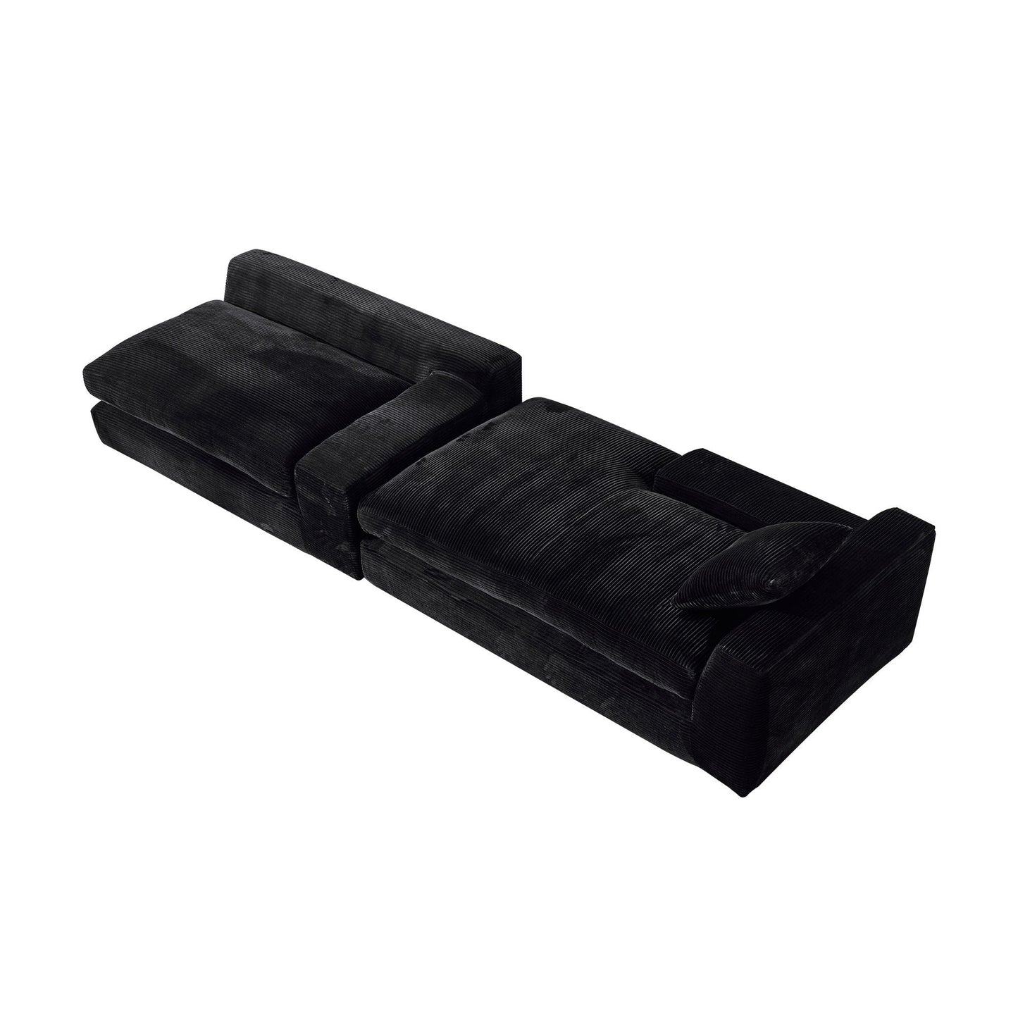 99*69' Modular Sectional Living Room Sofa Set, Modern Minimalist Style Couch, Upholstered Sleeper Sofa for Living Room, Bedroom, 2 PC Free Combination, Installation-free Sofa, L-Shape, Black