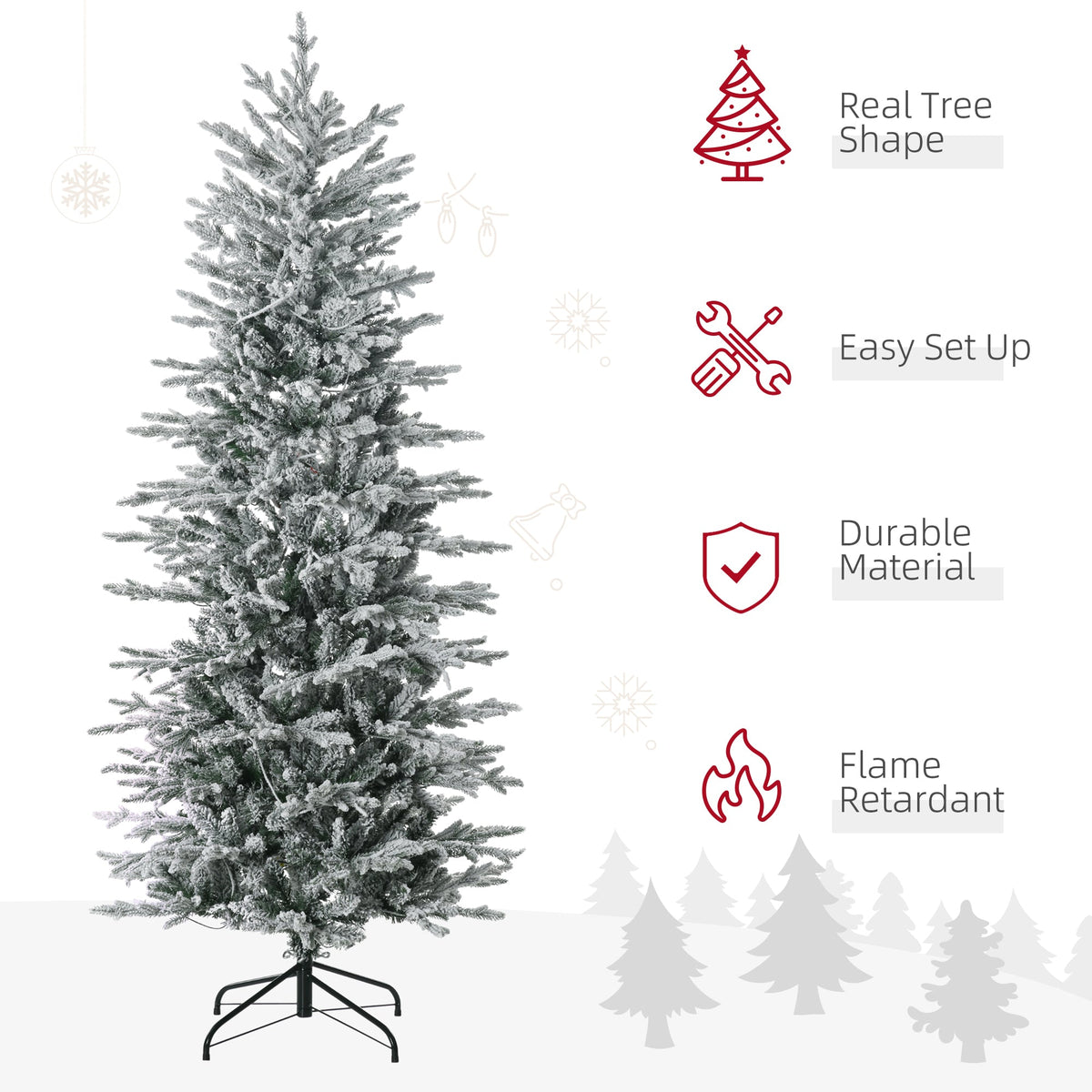 HOMCOM 6ft Tall Prelit Artificial Christmas Tree