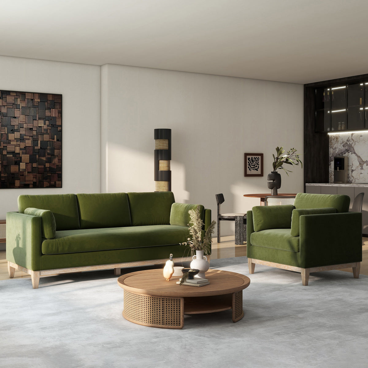 Knox 36" Modern Farmhouse Arm Chair, Olive