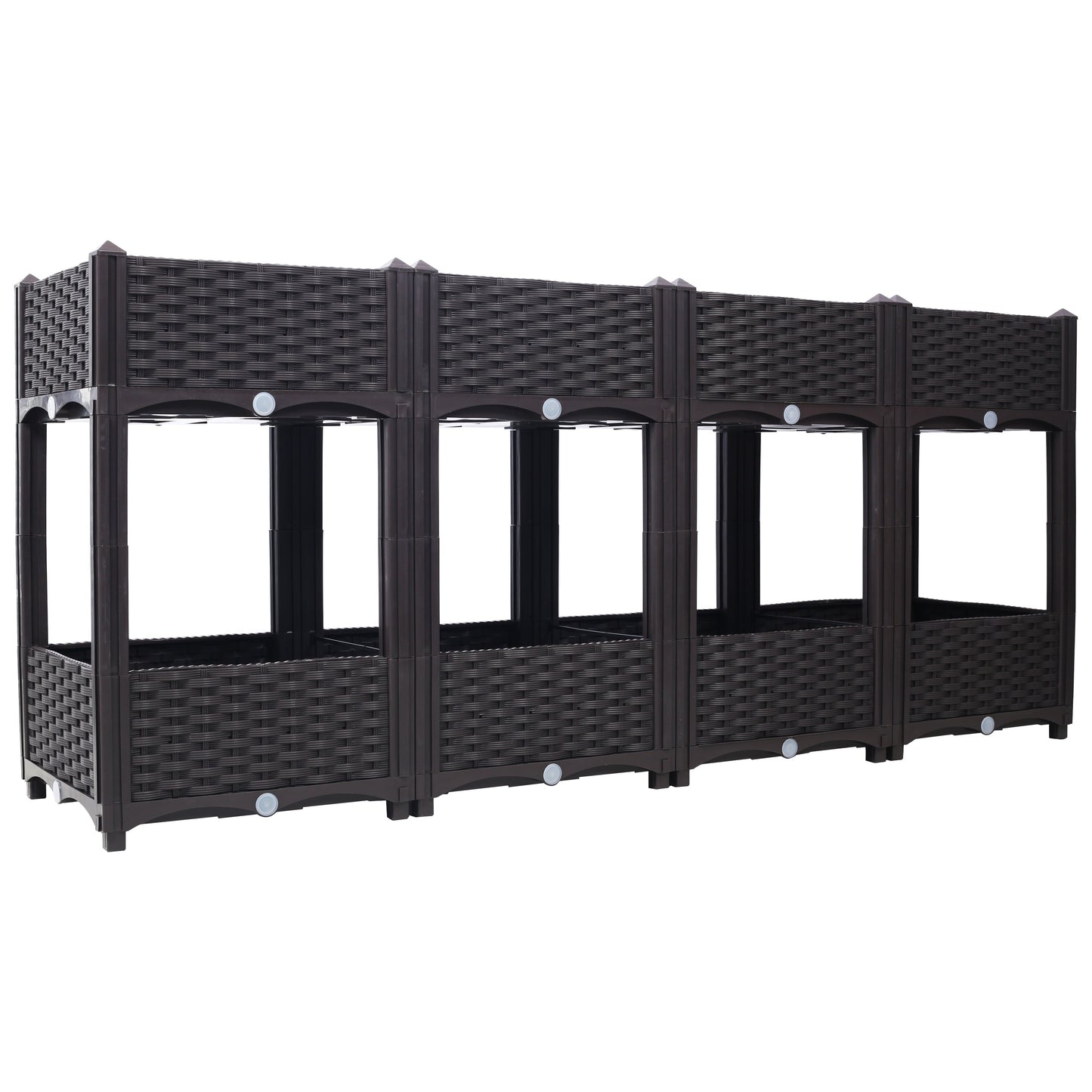 Planter Raised Beds - Elevated Planter Garden Box with Drainage Plug Raised Garden Beds for Vegetable/Flower/Herb Outdoor Standing Planter Beds Gardening Kit,Brown,63'x15.7'x27.7'