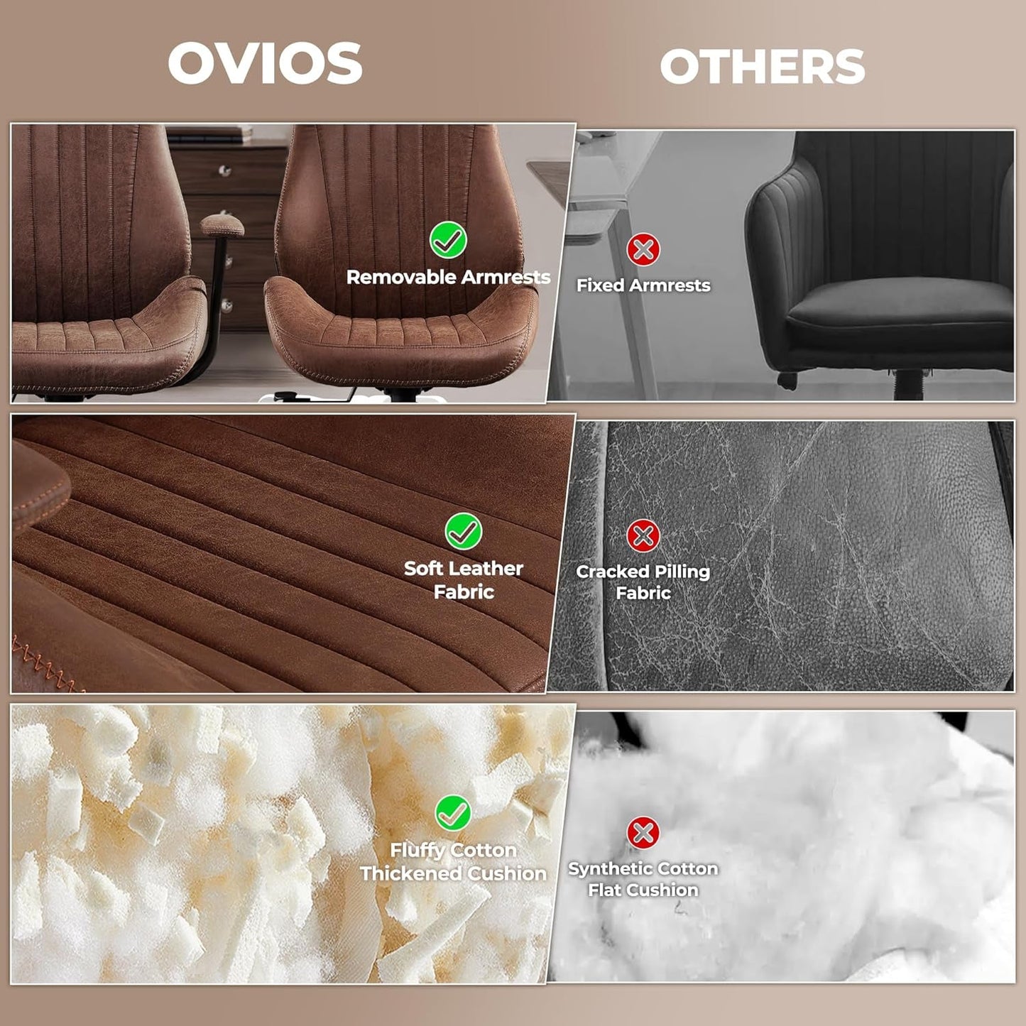 Ergonomic Office Chair High Back Dark Coffee Executive