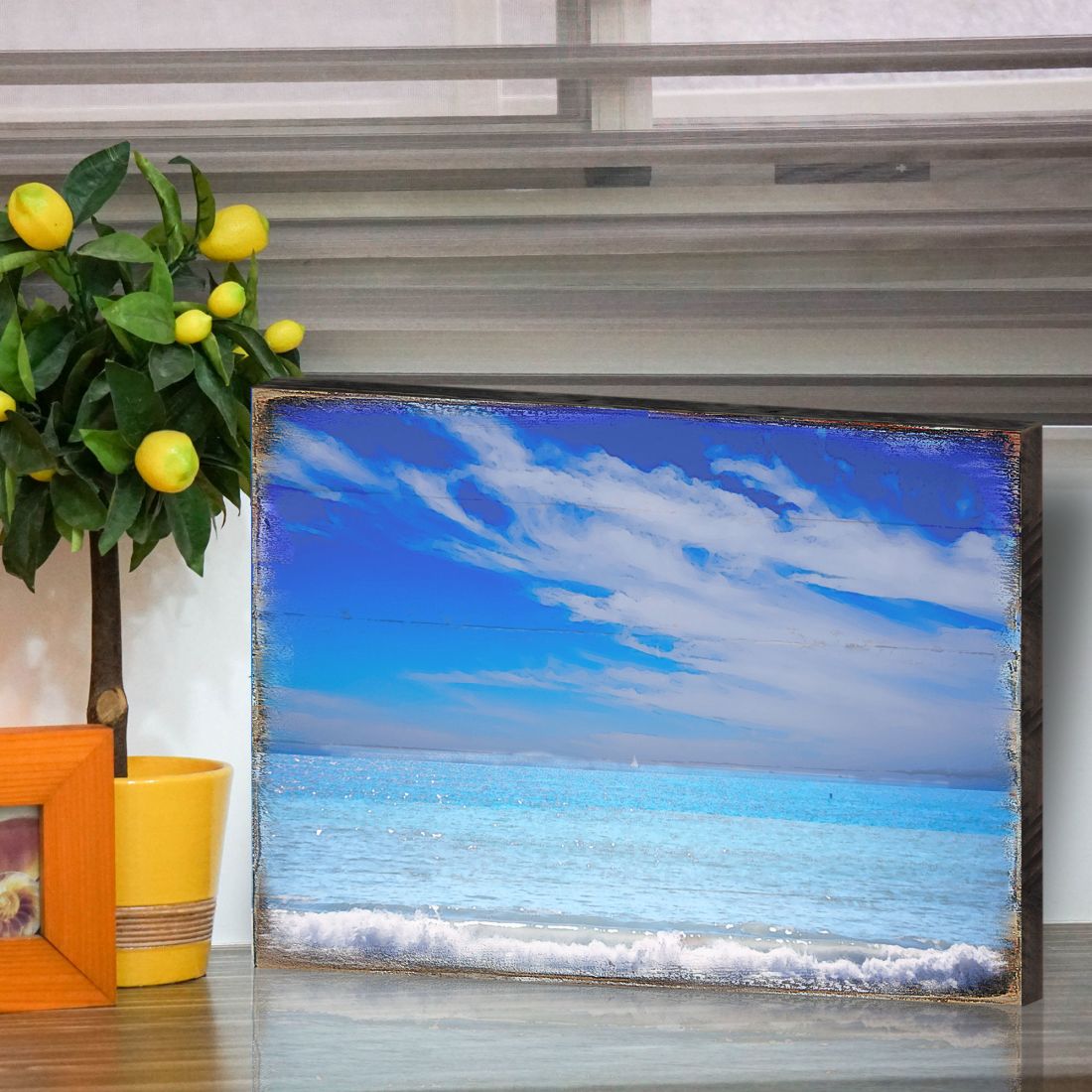 The Beach Wood Wooden Coastal Wall Art by Nature Wonders - Coastal Sea-Life Decor - 95226-3B