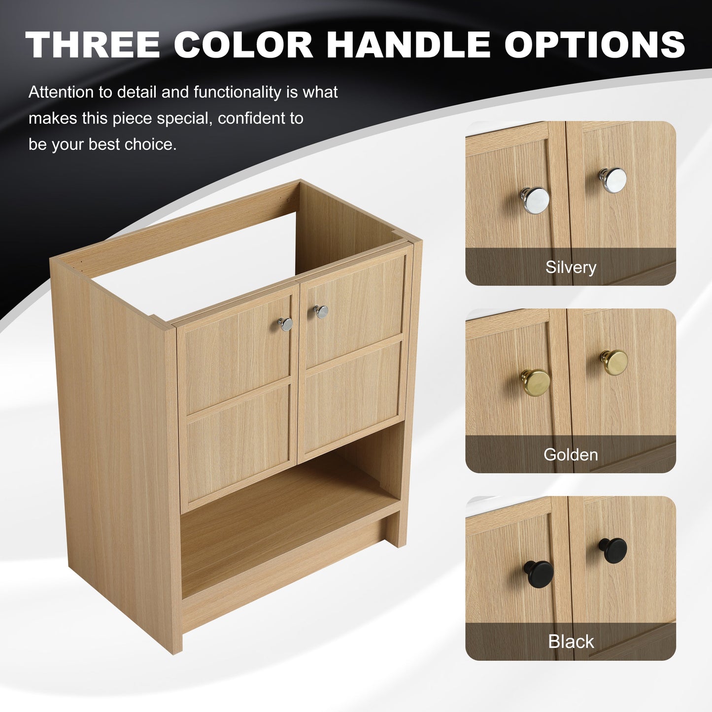 30" Freestanding Bathroom Vanity, 2 Soft Closing Doors