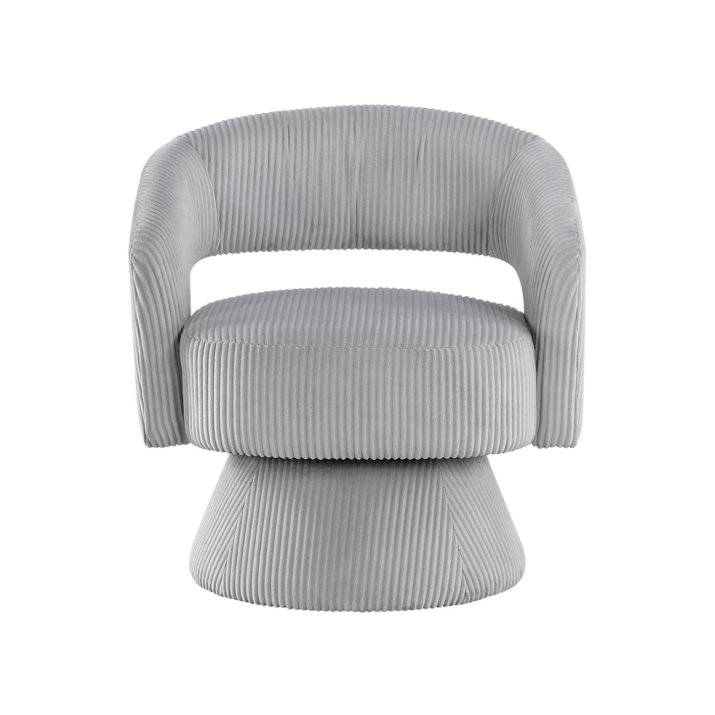 Modern Luxurious Swivel Accent Chair Gray Soft Corduroy Upholstery Plush Seating Solid Wood Stylish Home Furniture 1pc